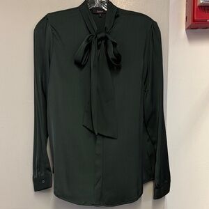 Quince Forest Green Bow-Tie Blouse